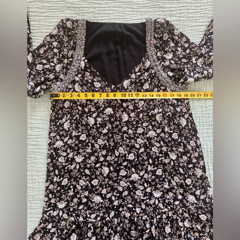 INTERMIX- Ariel Long Sleeve Floral Mini Dress - Picture 7 of 16